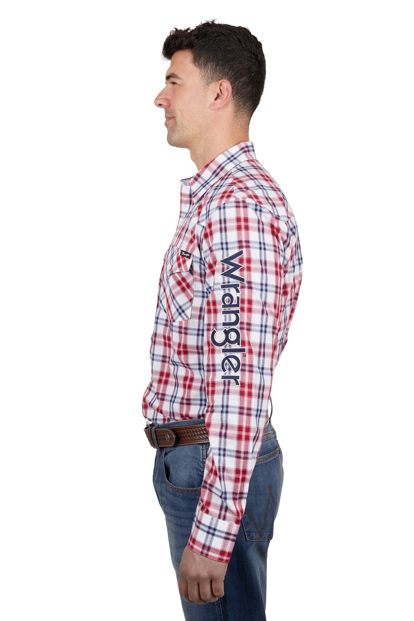 Wrangler Men's Dan Check Logo L/S Shirt