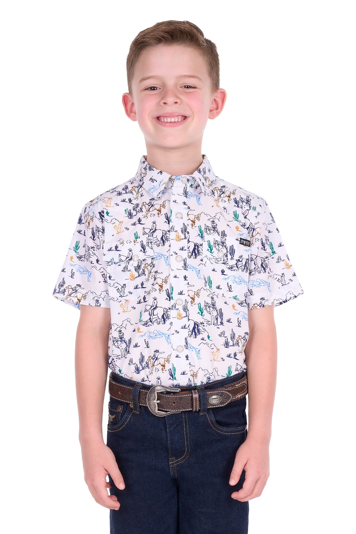 Pure Western Boy’s Mike Print Western Ss Shirt