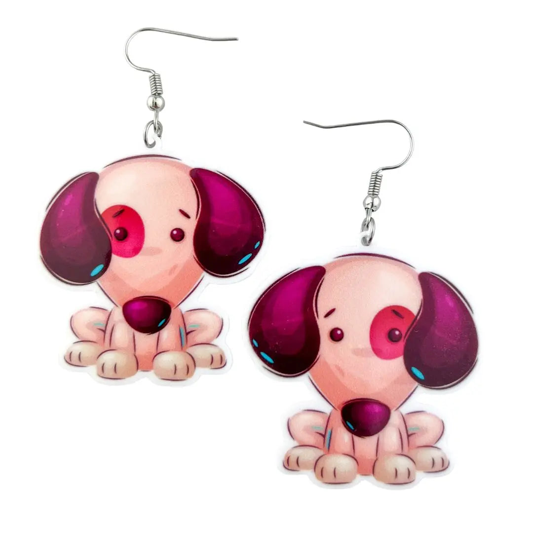 Sunbaked Lizard Cute Puppy Dangle Earrings