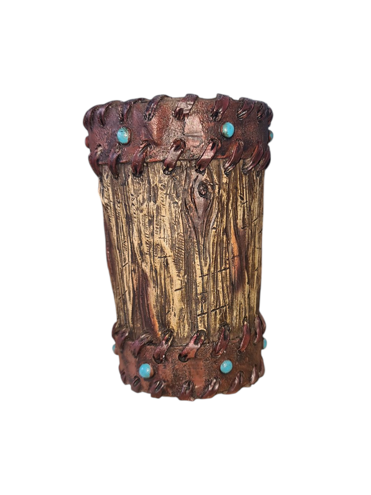 Pure Western Leather Wood Look Cup Holder