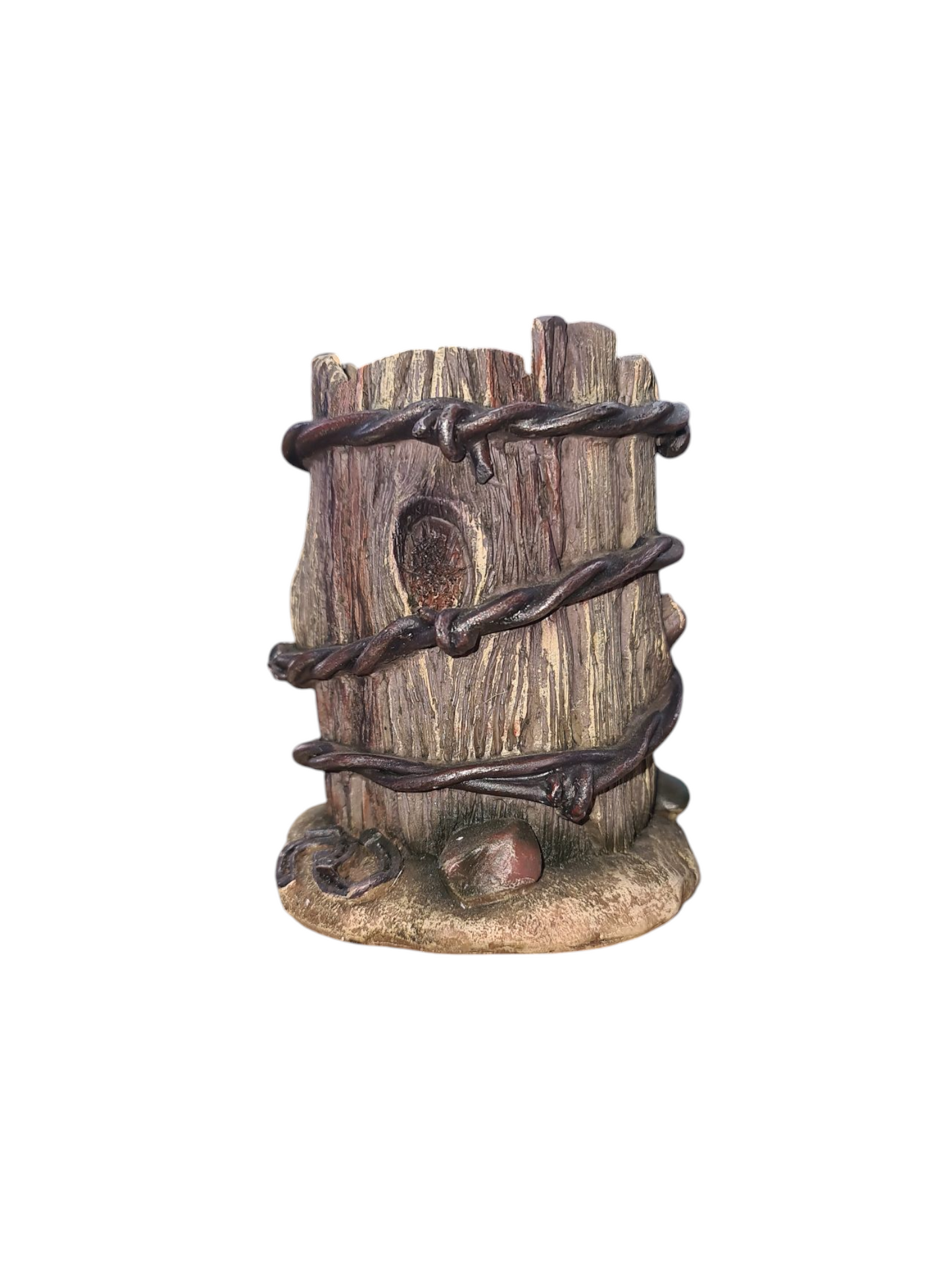 Pure Western Barbwire Wooden Round Pen Holder