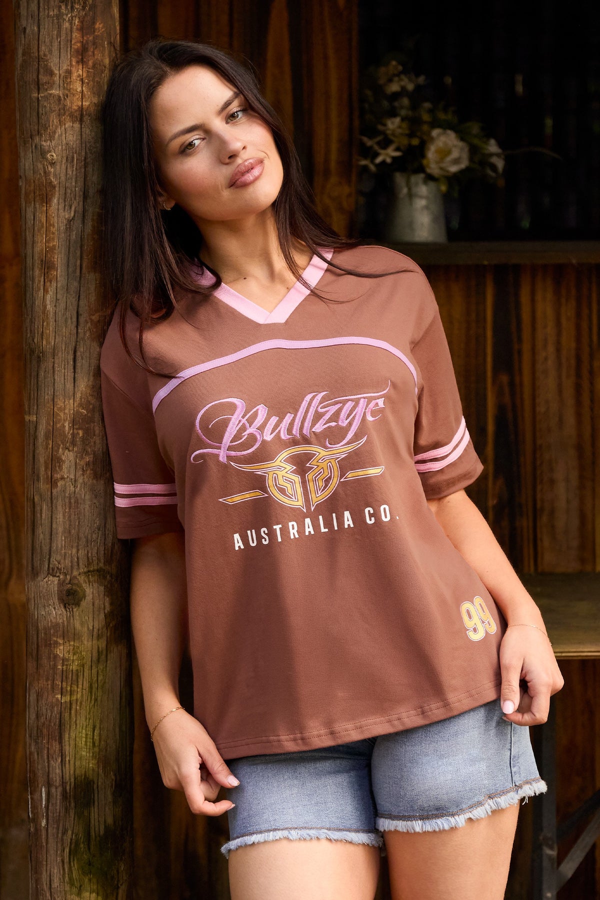 Bullzye Women’s Quincy Oversized V-Neck Tee