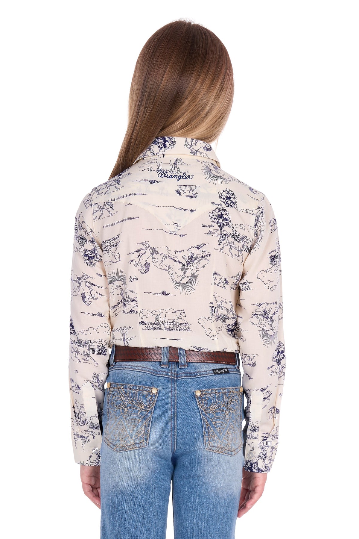 Wrangler Girls Ivory Logo L/S Shirt