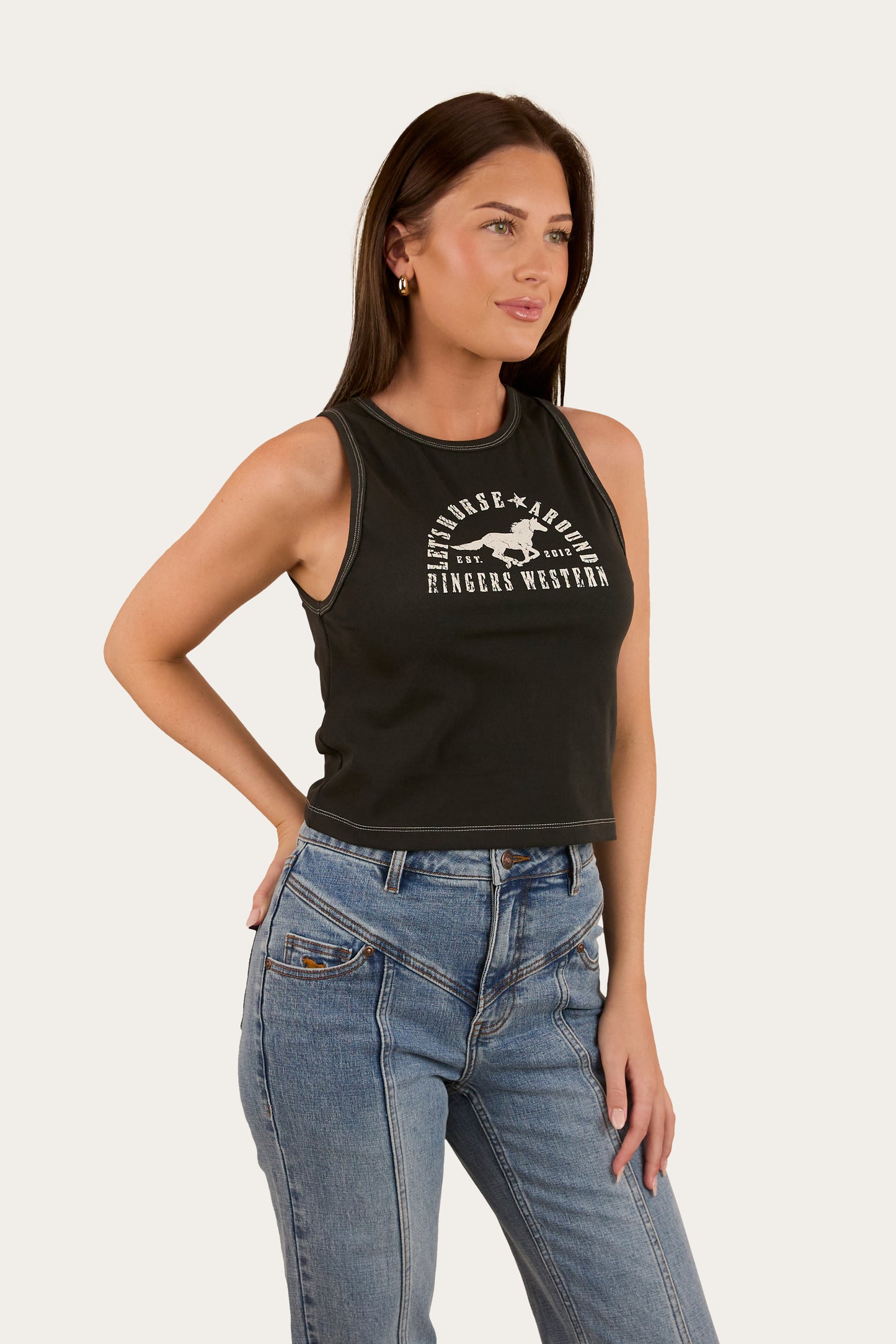 Ringers Western Women's Lets Horse Around Rib Tank
