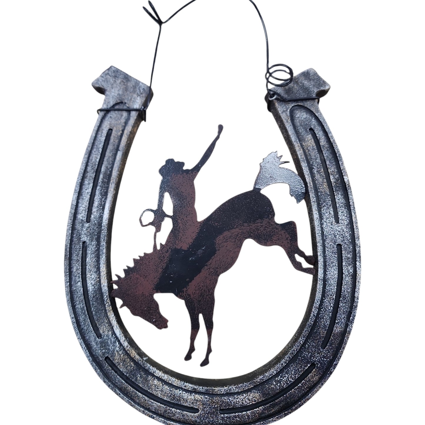 Decorative Bronc Rider Hanging Horseshoe