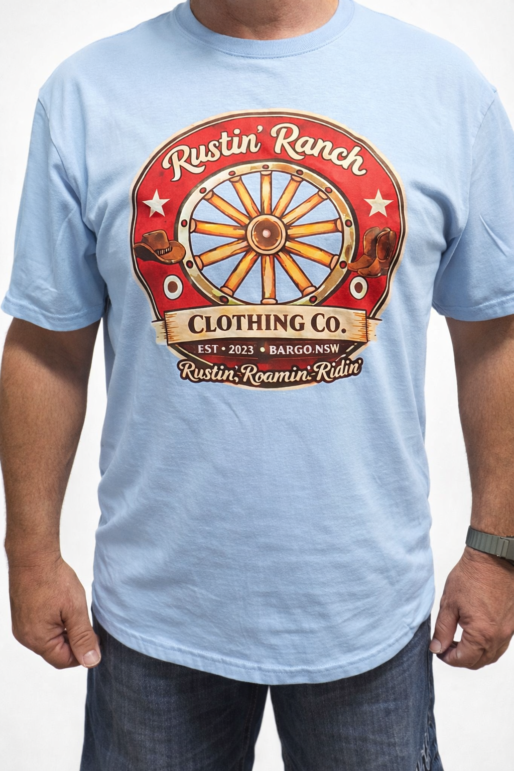 Rustin' Ranch Clothing Co. Unisex Wagon Wheel Tee
