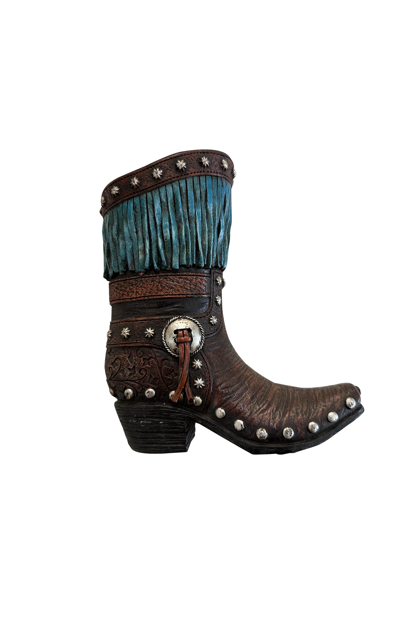 Pure Western Pencil Holder ‘Boot w Tassel’ Brown/Turquoise