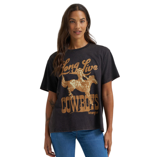 Wrangler Women's Long Live Cowboys Nostalgia Retro Reg Graphic Tee