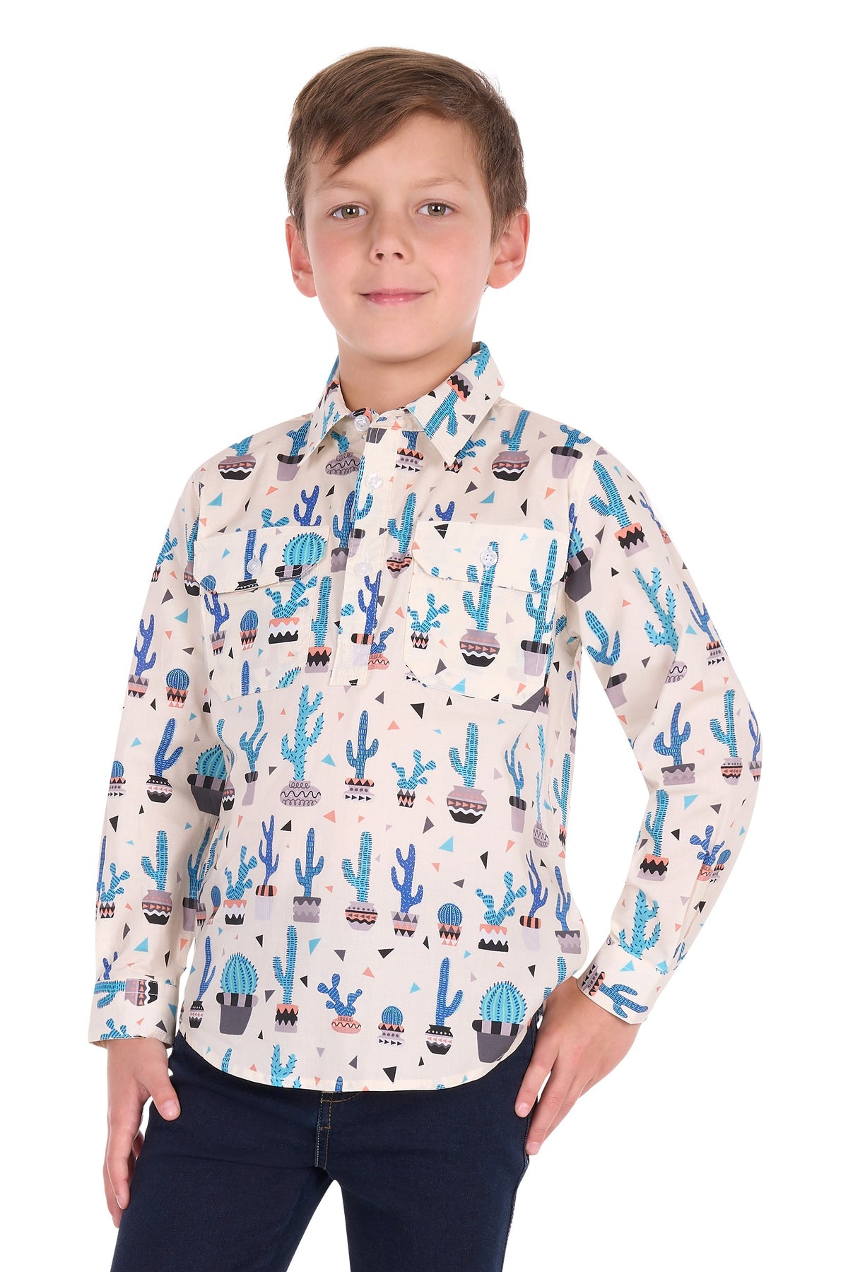 Hard Slog Kids Rocky Half Placket L/S Shirt