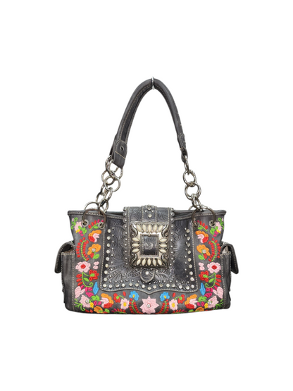 Montana West Buckle with Florals Handbag