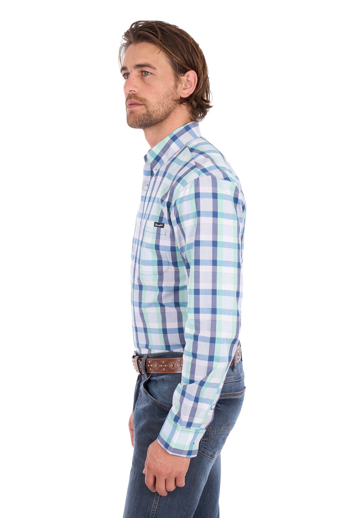 Wrangler Men’s Dale Check 1-Pocket Button Down L/S Shirt