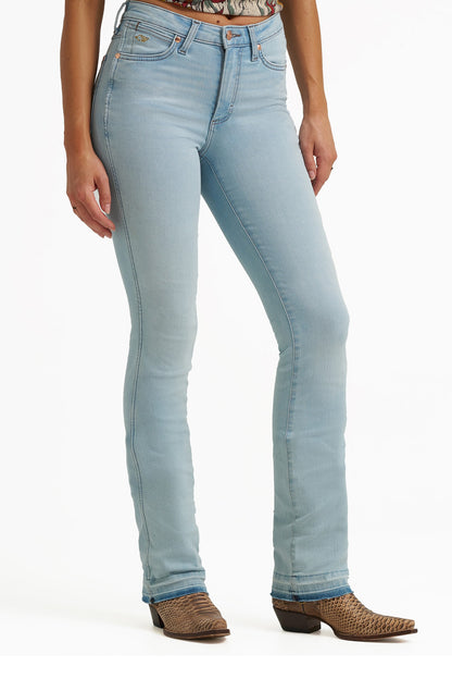 Wrangler x Lainey Wilson Women's Raw Hem Boot Hugger Jean - Bleach
