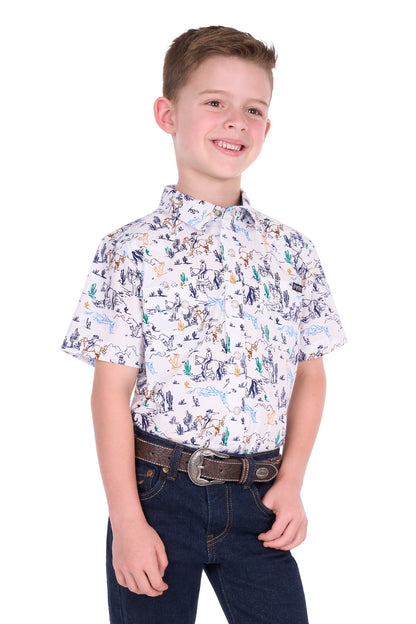 Pure Western Boy’s Mike Print Western Ss Shirt