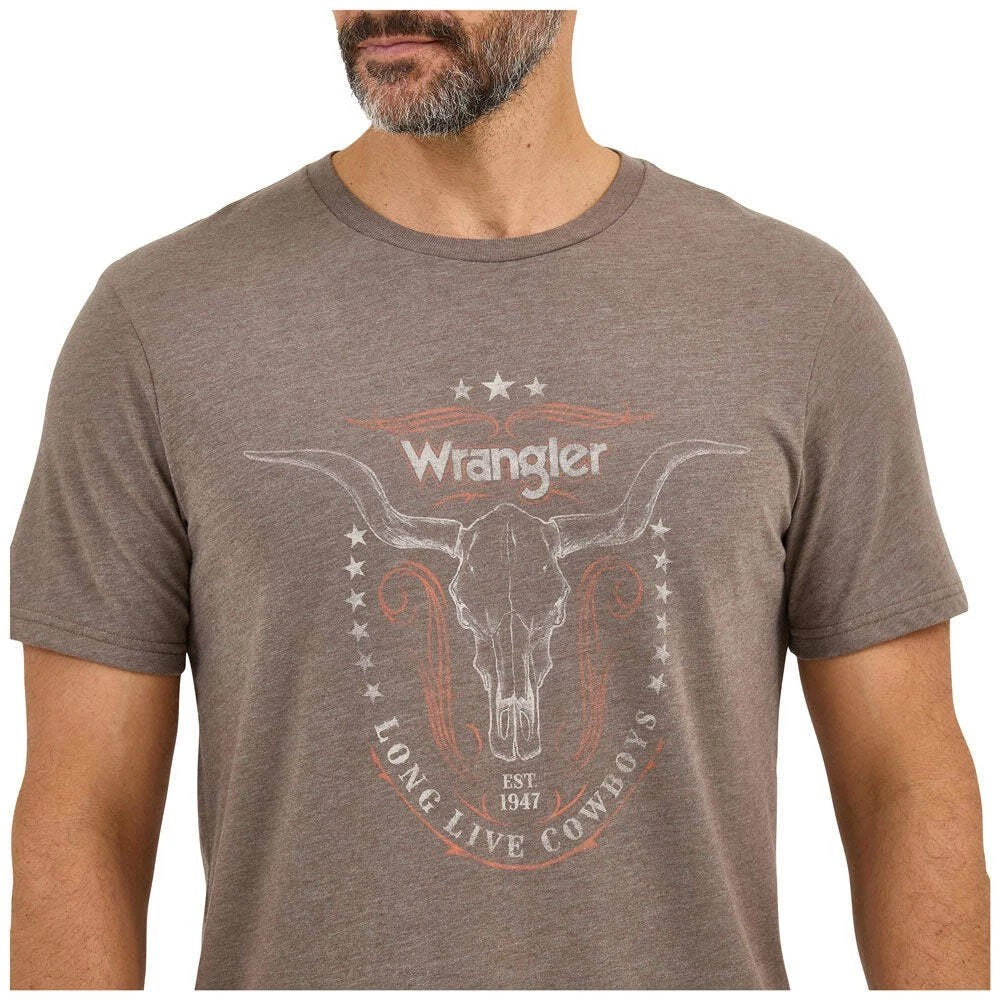 Wrangler Men's Longhorn Graphic Ss Tee - Morel Heather