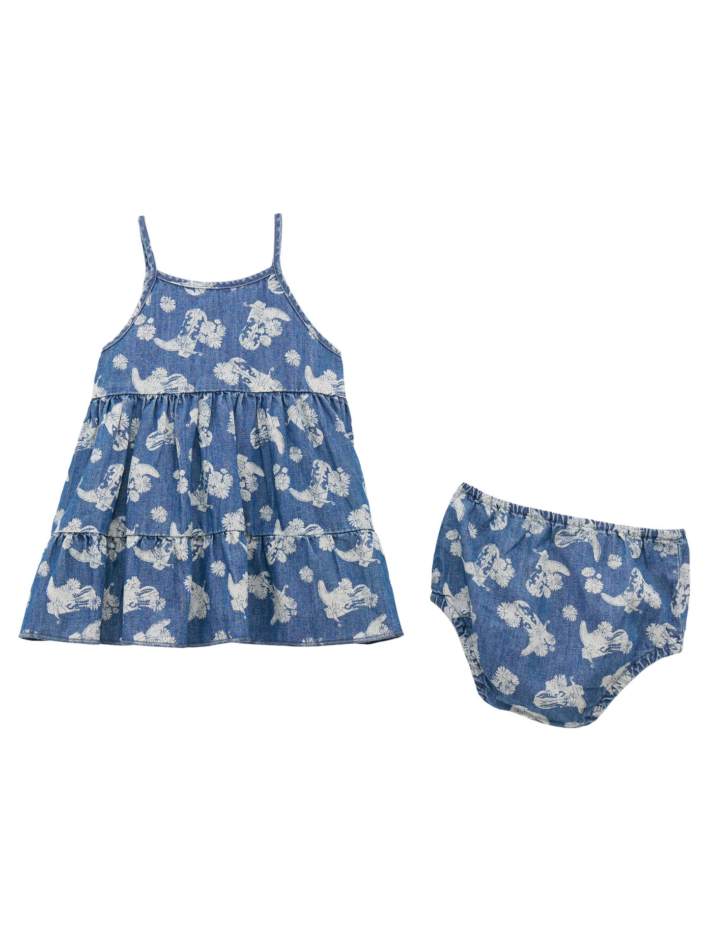 Wrangler Baby Girls Printed Denim Tiered Dress