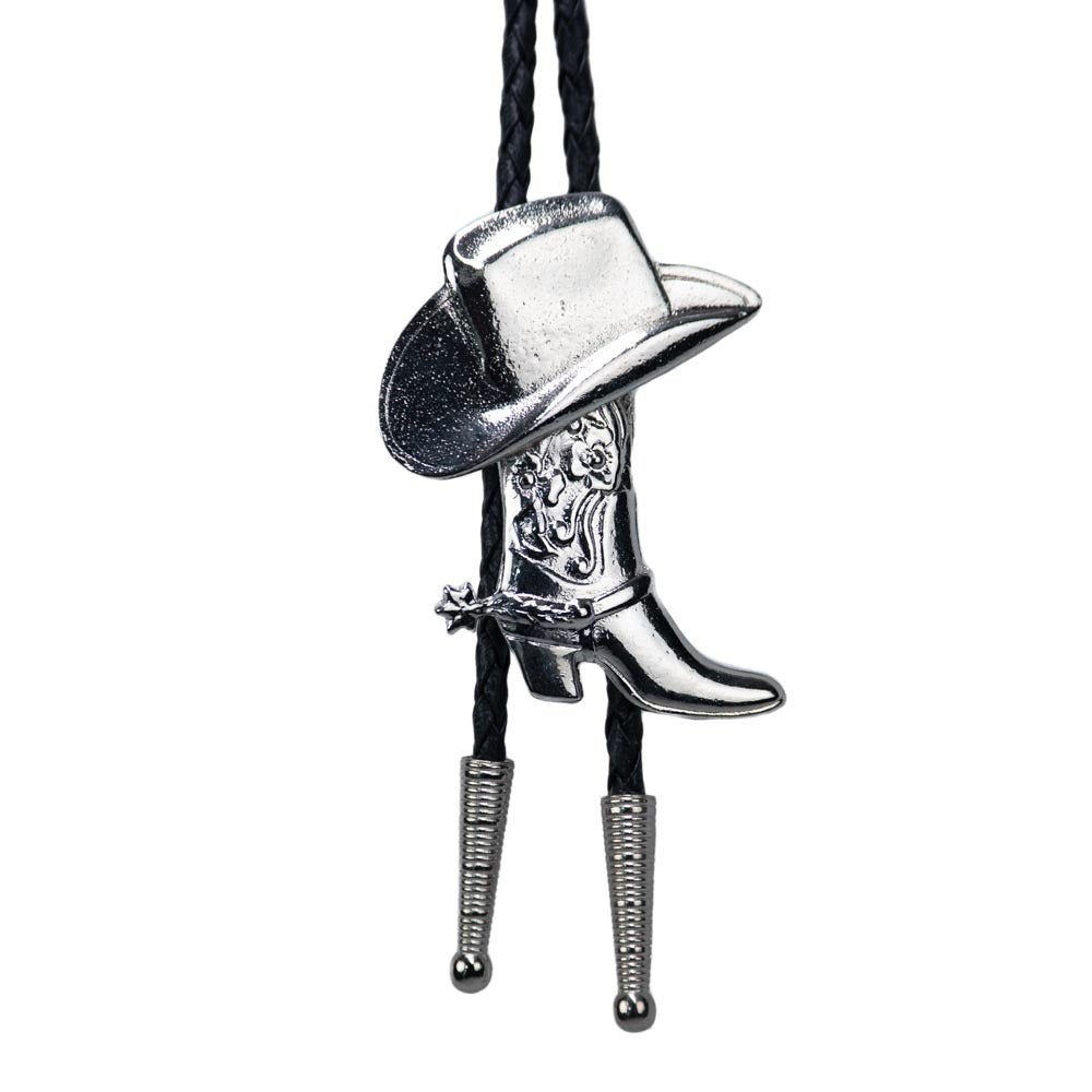 Brigalow Silver Plate Boots & Hats Bolo Tie
