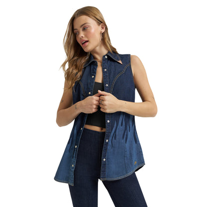 Wrangler x Lainey Wilson Women's Flame Sleeveless Denim Shirt