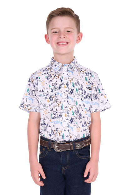 Pure Western Boy’s Mike Print Western Ss Shirt