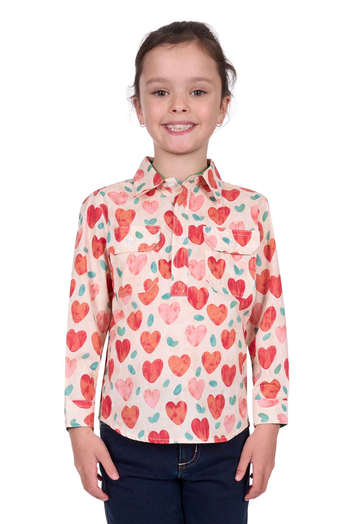 Hard Slog Girls Mira 1/2 Placket L/S Shirt