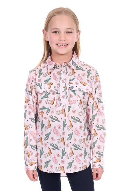 Hard Slog Girls Cleo 1/2 Placket L/S Shirt