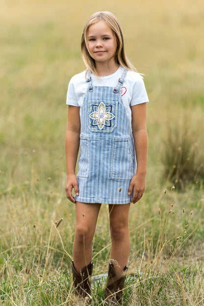 Pure Western Girls Freya Stripe Denim Pinafore Dress