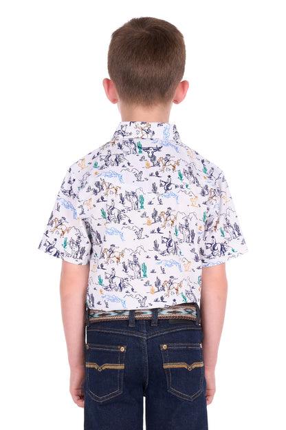 Pure Western Boy’s Mike Print Western Ss Shirt