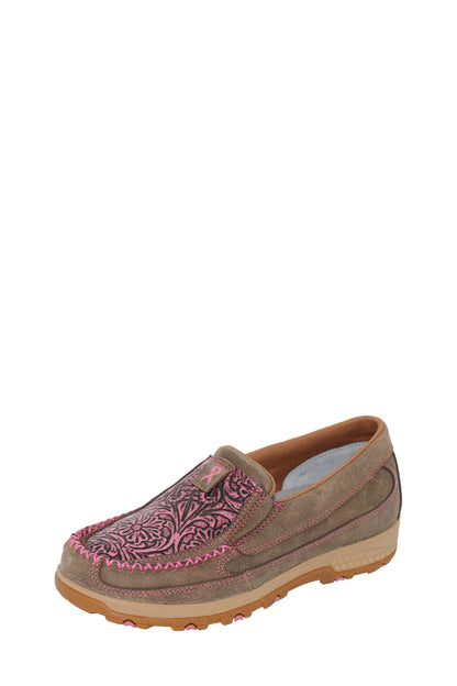 Twisted X Women's Tooled Pink Cellstretch Slipon Mocs