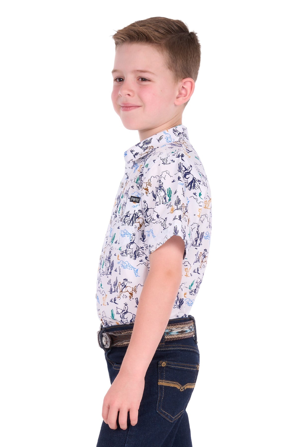 Pure Western Boy’s Mike Print Western Ss Shirt