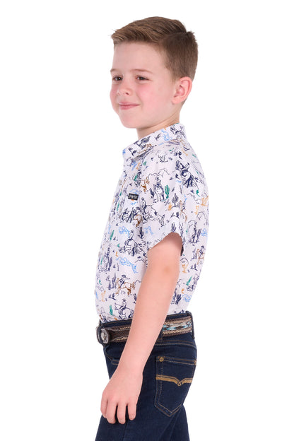 Pure Western Boy’s Mike Print Western Ss Shirt