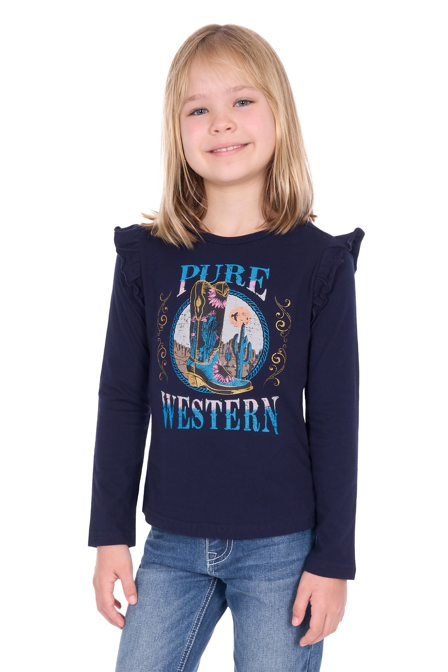 Pure Western Girl's Trinity L/S Tee