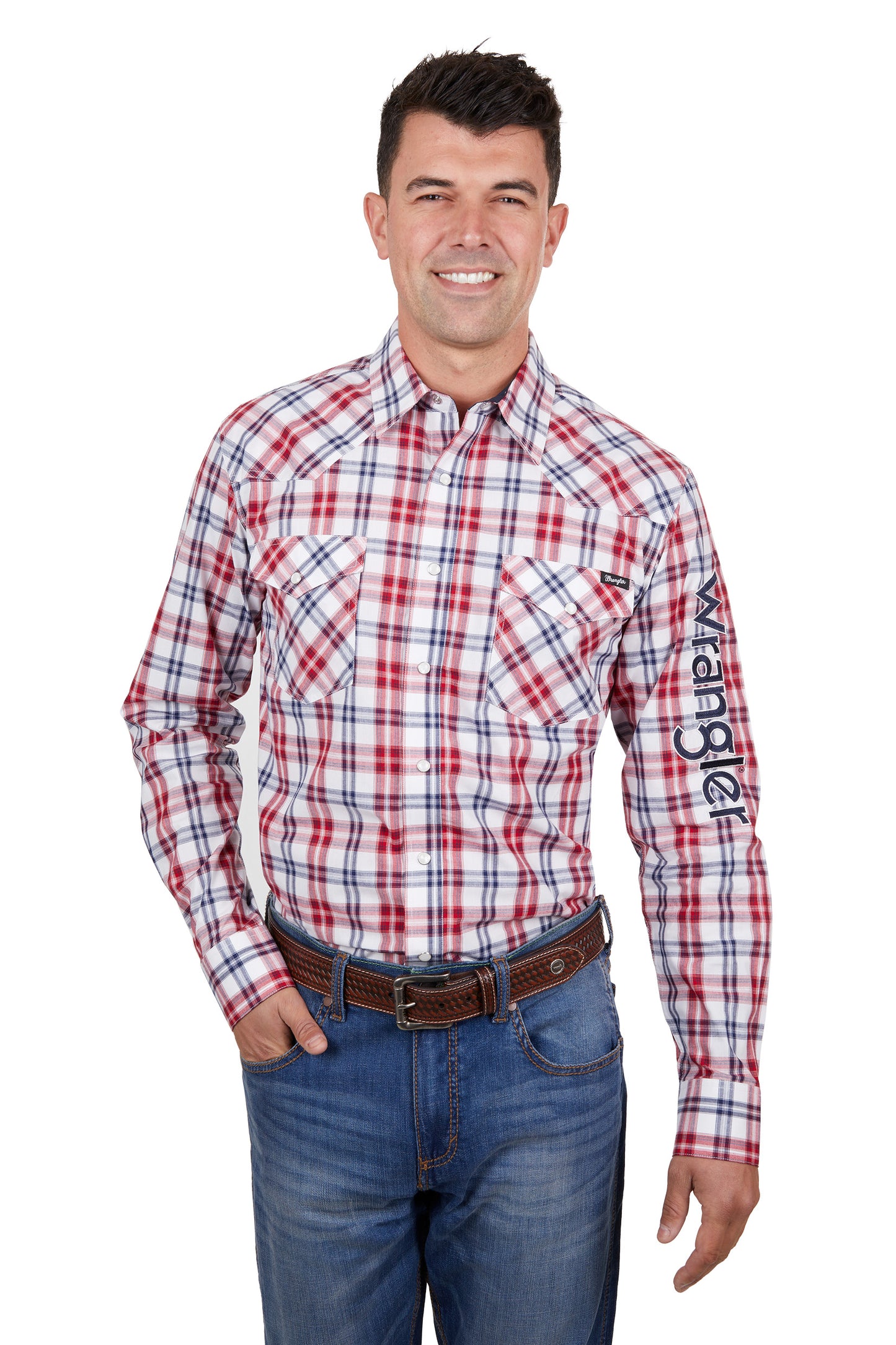 Wrangler Men's Dan Check Logo L/S Shirt