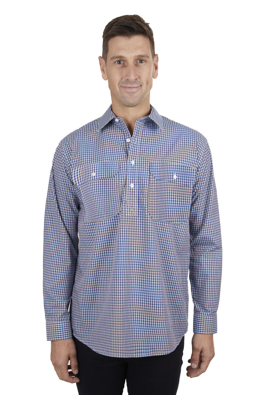 Hard Slog Men's Bobbie Half Placket L/S Shirt