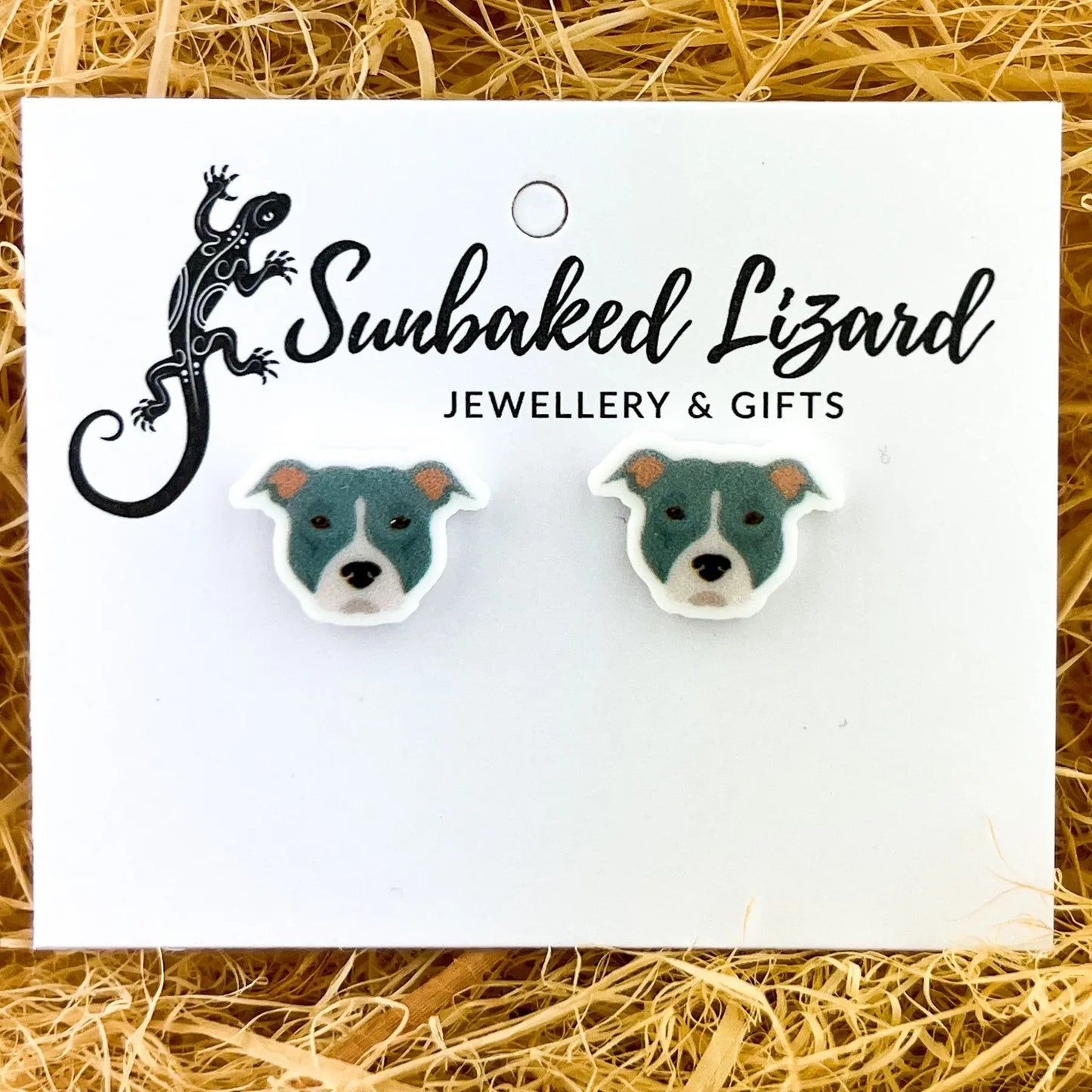 Sunbaked Lizard Blue Staffy Studs