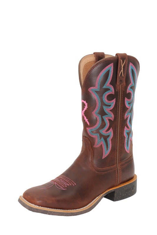 Twisted X Women's 11 Tech x2 Boot Choc Truffle Pink/Blue