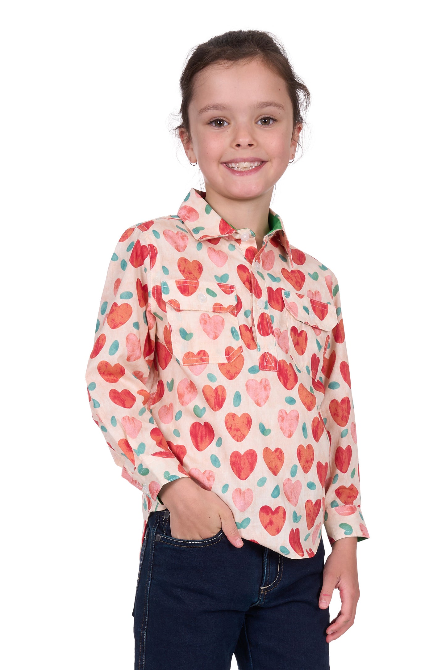 Hard Slog Girls Mira 1/2 Placket L/S Shirt