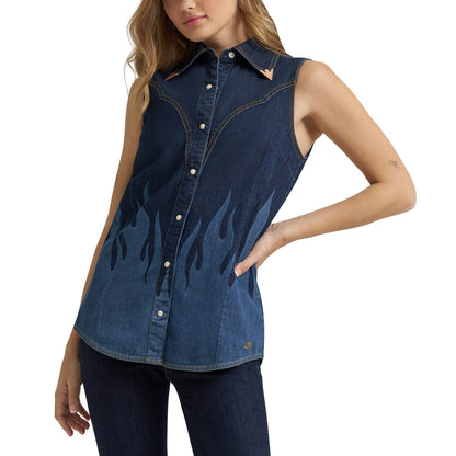 Wrangler x Lainey Wilson Women's Flame Sleeveless Denim Shirt