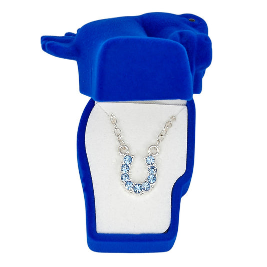 Brigalow Blue Rhinestone Horseshoe Necklace