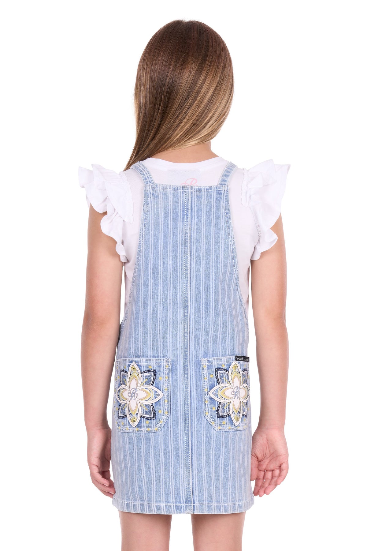 Pure Western Girls Freya Stripe Denim Pinafore Dress