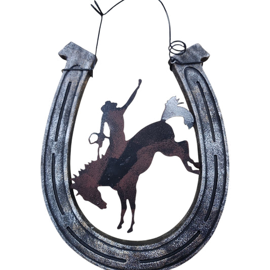 Decorative Bronc Rider Hanging Horseshoe