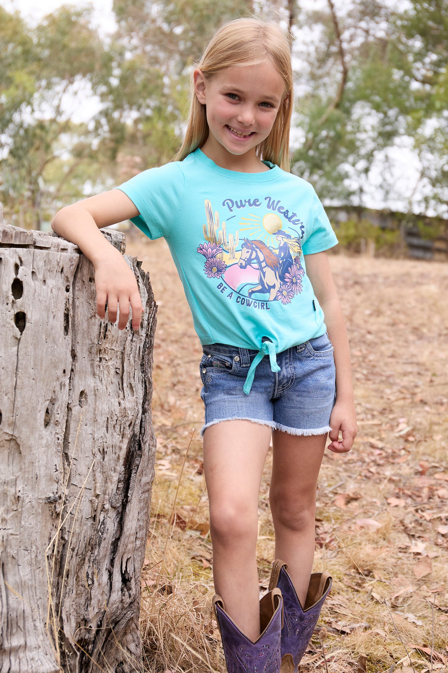 Pure Western Girl's Clover Ss Tee