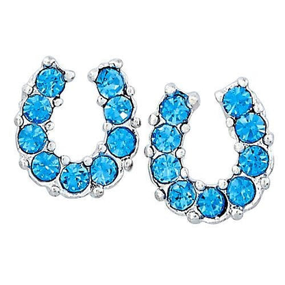 Brigalow Blue Rhinestone Horseshoe Earrings
