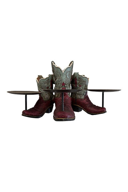 Pure Western Triple Boot Candle Holder