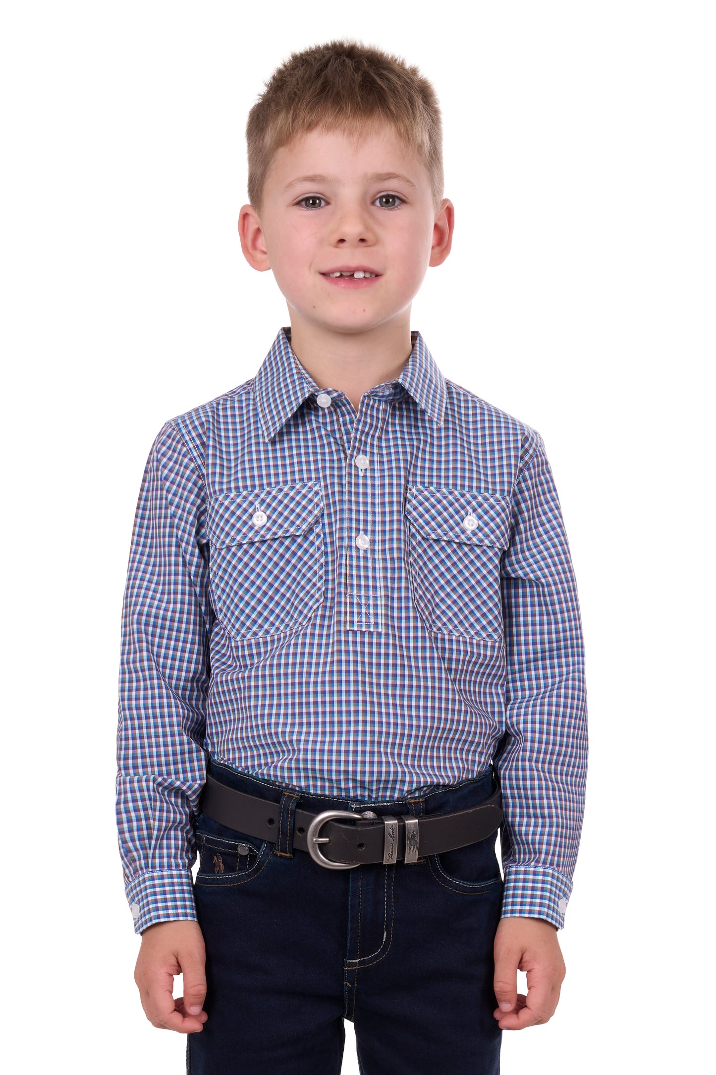 Hard Slog Kids Bobbie Half Placket L/S Shirt