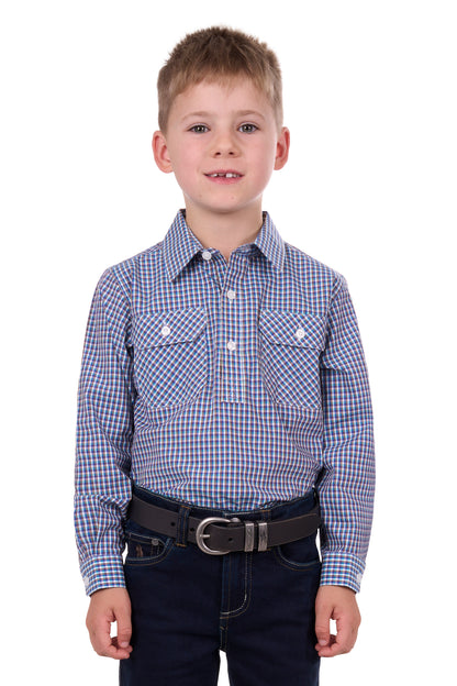 Hard Slog Kids Bobbie Half Placket L/S Shirt