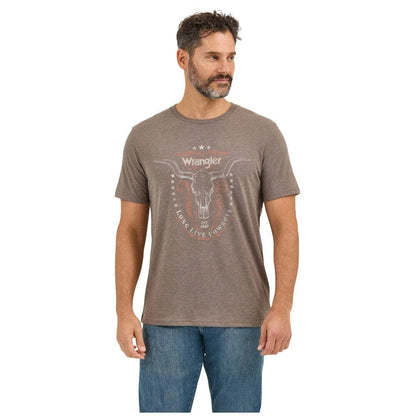 Wrangler Men's Longhorn Graphic Ss Tee - Morel Heather