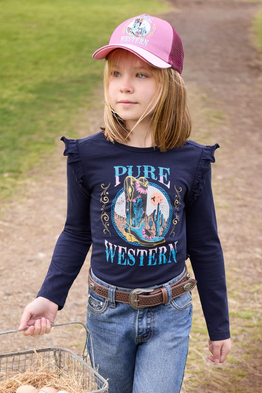 Pure Western Girl's Trinity L/S Tee