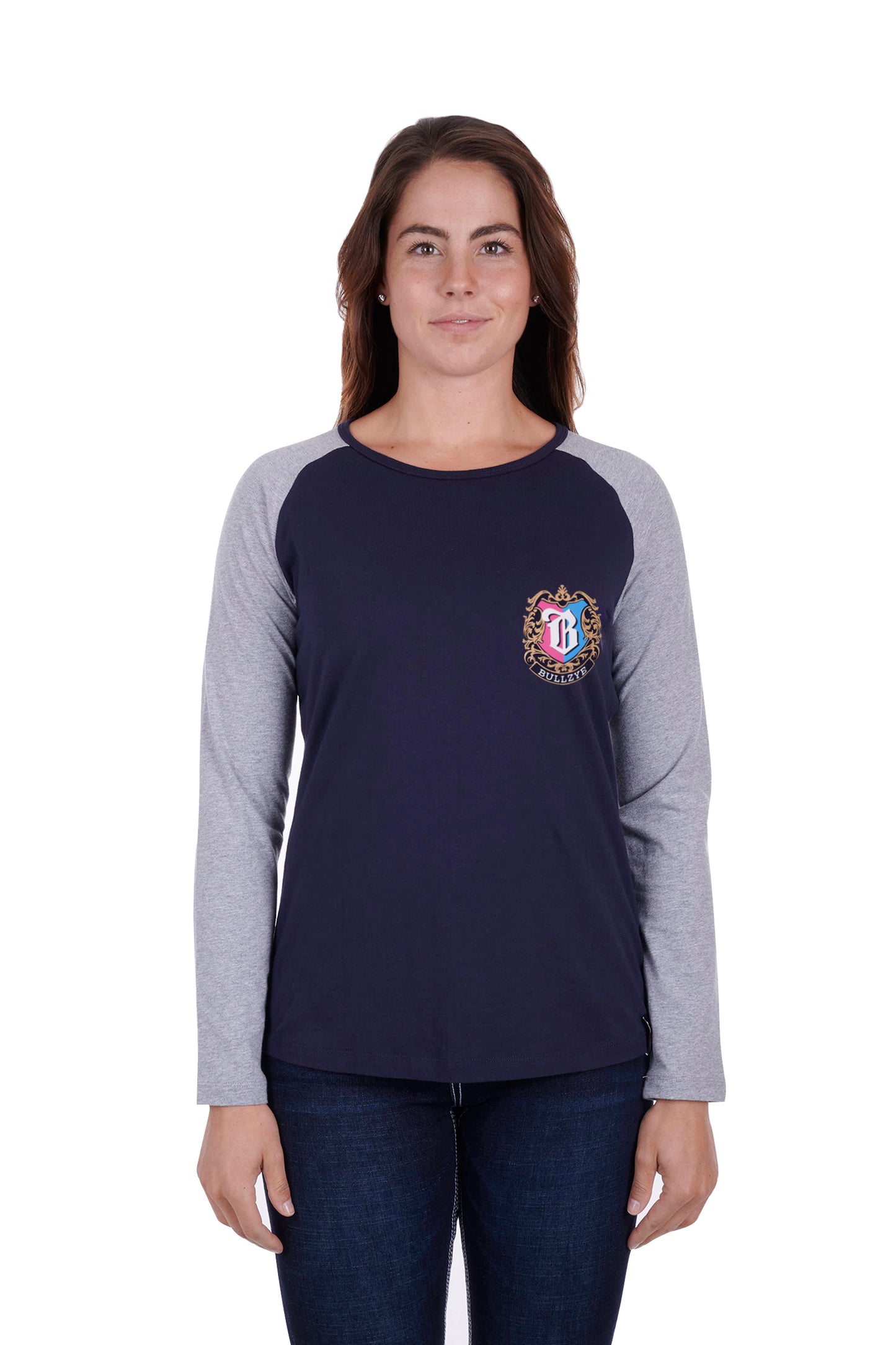 Bullzye Women's Royal L/S Raglan Tee