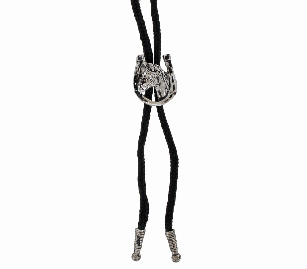 Tulmur Holdings Silver Horse Head Horseshoe Bolo Tie