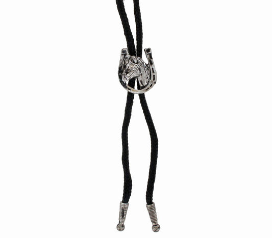 Tulmur Holdings Silver Horse Head Horseshoe Bolo Tie