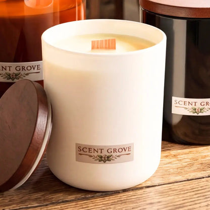 Scent Grove Wood Wick Soy Candle - Plain White Jars